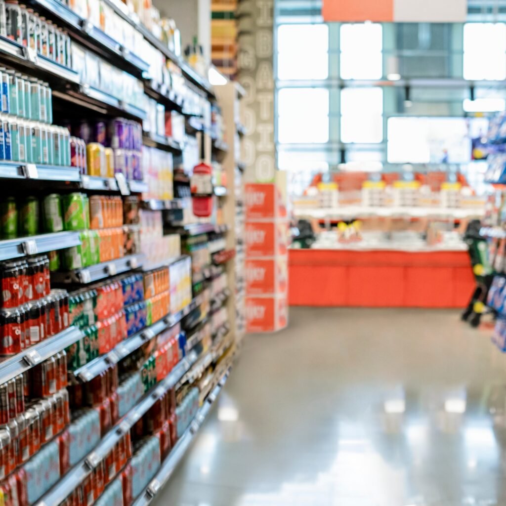 Supermarket aisle, beverage section